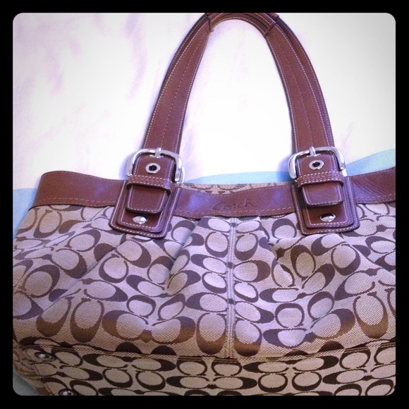 Canvas two strips hand bag