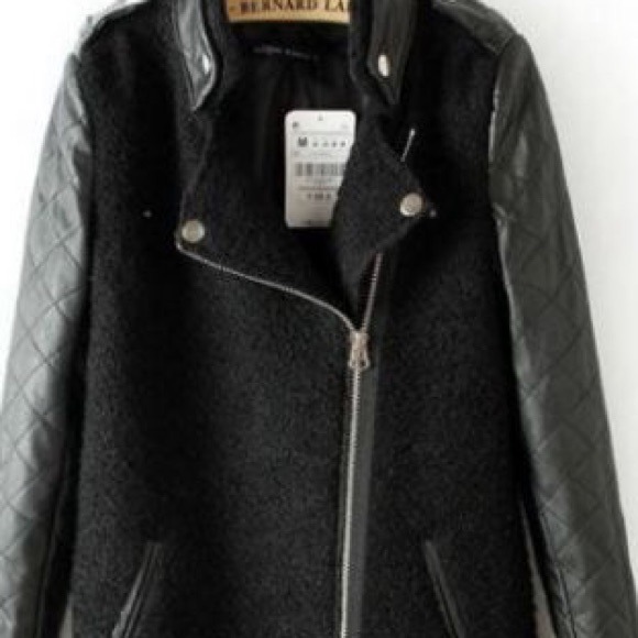 BB Dakota Outerwear - BB Dakota coat w contrast leather sleeves