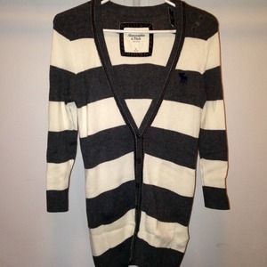 Grey/white striped cardigan