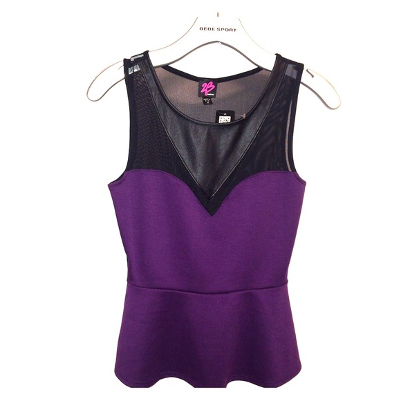 bebe Tops - Bebe Mesh Peplum