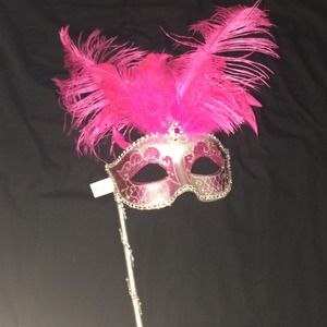 Hot Pink New Orleans Sparkly Mask