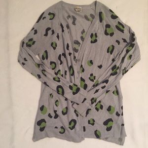 Lime Green Leopard Print Cardigan