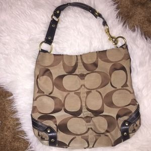 Brown and beige Coach purse