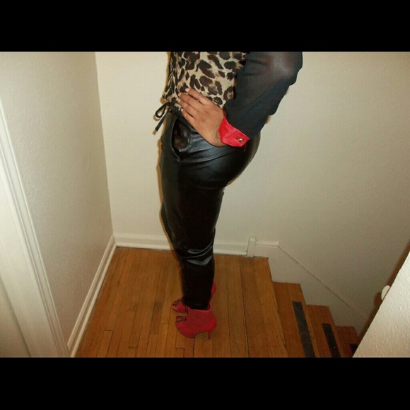 Faux Leather Joggers - Picture 2 of 2