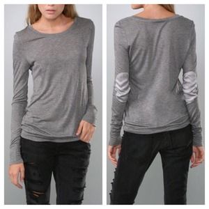 YFB long sleeve tee with blue elbow patch detail
