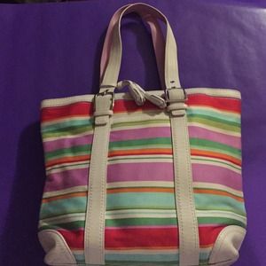 Coach Hampton Multicolor Stripe Handbag