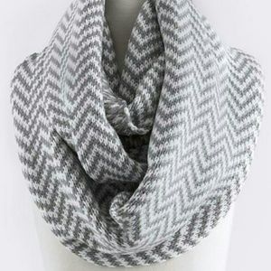 Gray/ white chevron infinity scarf.
