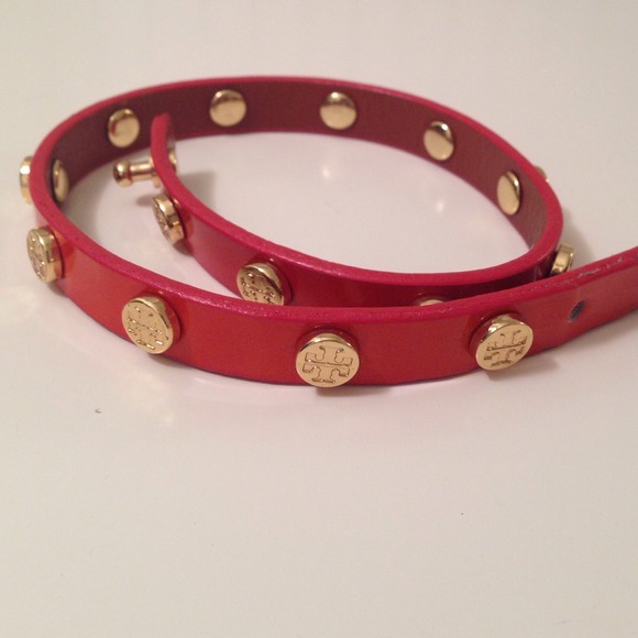 Tory Burch dark orange and gold wrap bracelet