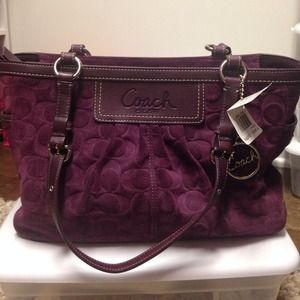 SOLD. Plum COACH zipper tote.