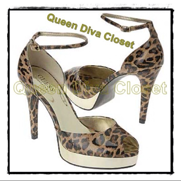 Guess Danella leopard peep toe platform heels pump - Picture 1 of 3