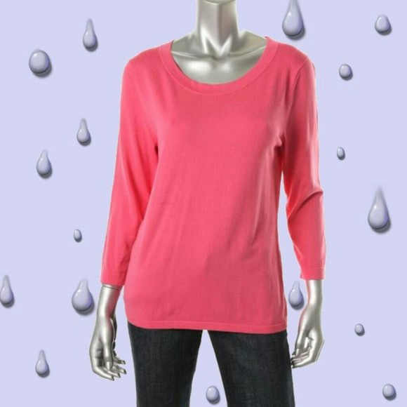 August Silk Pink Silk Knit 3/4 Sleeves Sweater