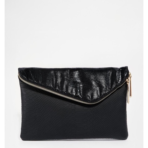 River Island Black Asymmetric Clutch Bag form ASOS