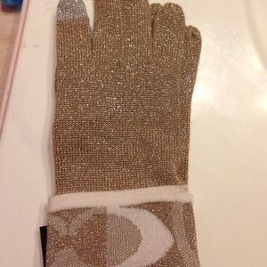 Coach Gold glitter gloves