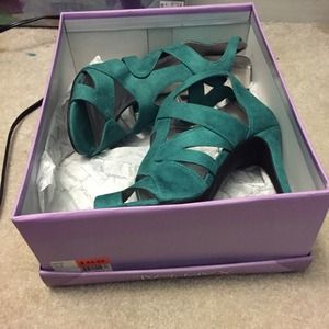 Teal Cutaway Heels