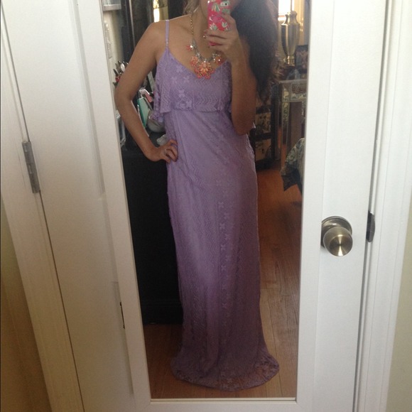Lace purple ruffle top maxi dress