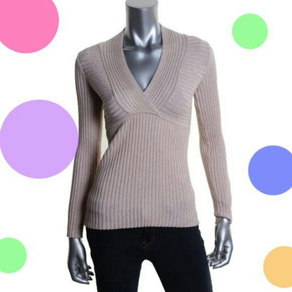 INC Pink Metallic Ribbed Knit Pullover Sweater