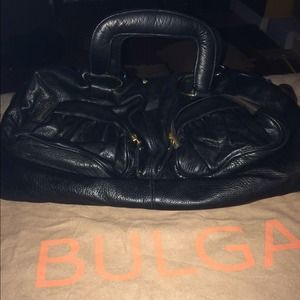 Bulga Black Soft Pebbled Leather XL Satchel Bag