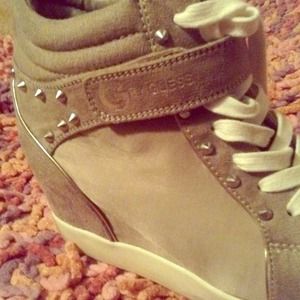 GUESS hightop wedge tennis shoes