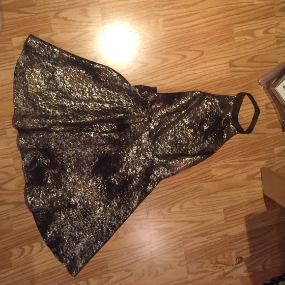 Shimmering metallic fabric with collar dress