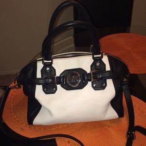 Michael Kors black and white leather handbag