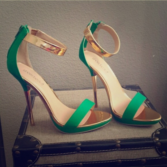 Gold and green heels