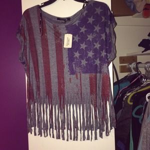 Fringed American flag shirt