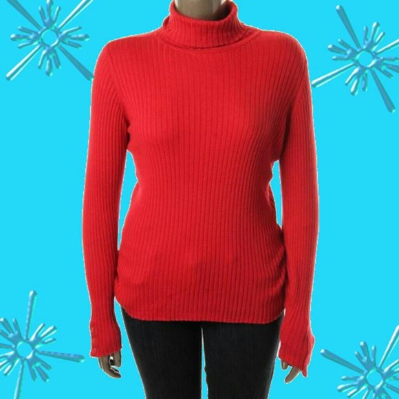 Charter Club Red Knit Ribbed Turtleneck Sweater
