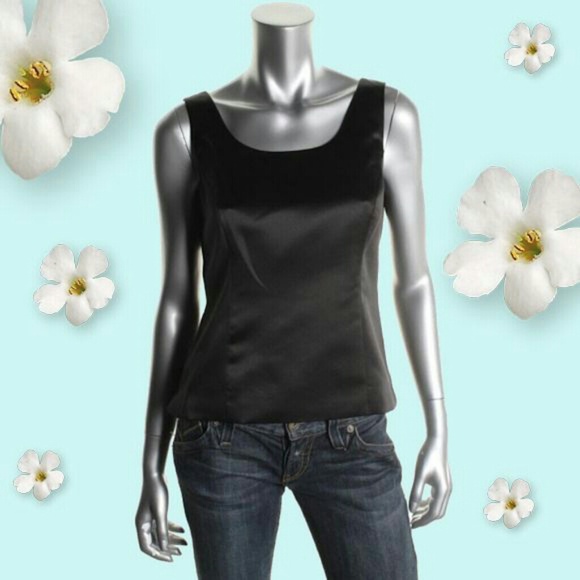 Kasper Black Satin Sleeveless Lined Dress Top
