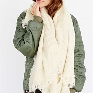 Waffle Brushed Ivory Blanket Scarf.