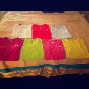 7 athletic short & no sleeve shirts. UA & nike