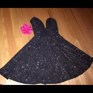 Deep V Black sparkle dress