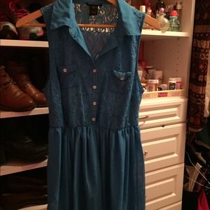 Striking blue colored lace dress!