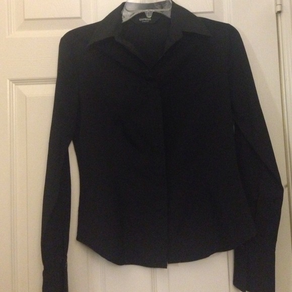 Black stretch fit button down