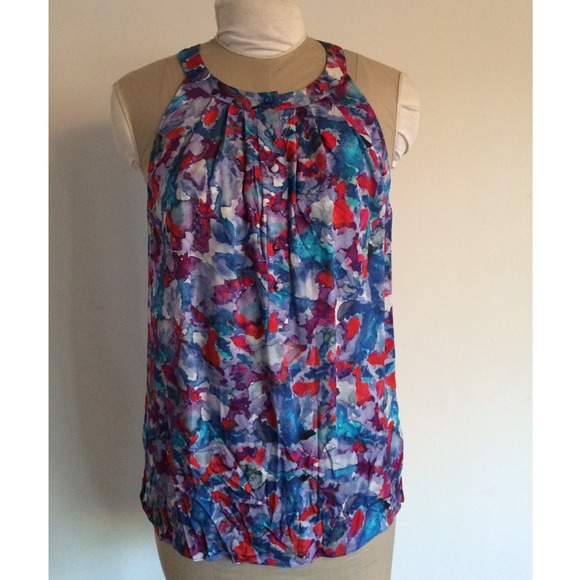 Theory Tops - Theory silk watercolor print top size L