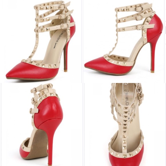 ❤️Wild Diva Red Studded Pointed Heels❤️