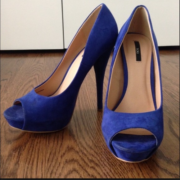 Forever 21 Shoes - BRAND NEW Royal Blue Peep Toe Heels