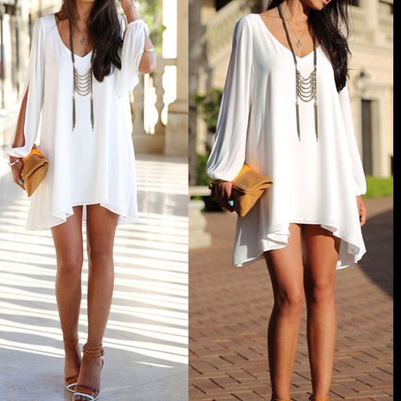 White Long Sleeve Dress