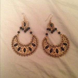 Long gold earrings