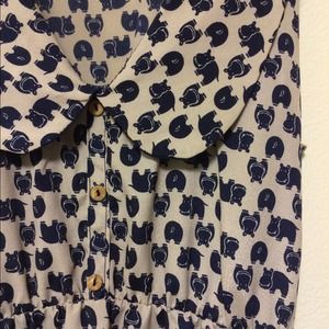 Peter-pan collar with Hippo Print Dress