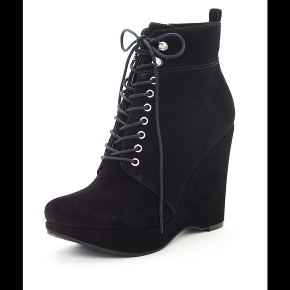 Black Wedge Booties