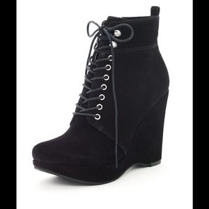 Black Wedge Booties