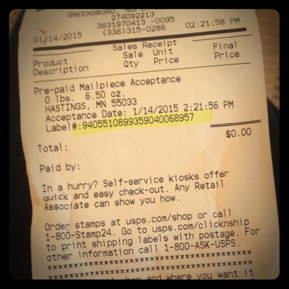 PROOF OF SHIP - Picture 1 of 1