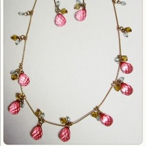 Cherry crystal earrings and necklace set