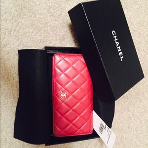 Chanel cc lambskin long wallet