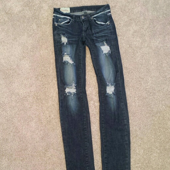 Dark distressed denim - Picture 1 of 3