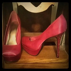 Hot pink platform heels
