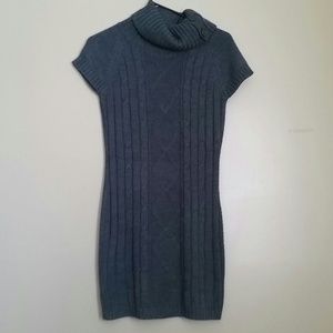 Grey-Knit Sweater Dress
