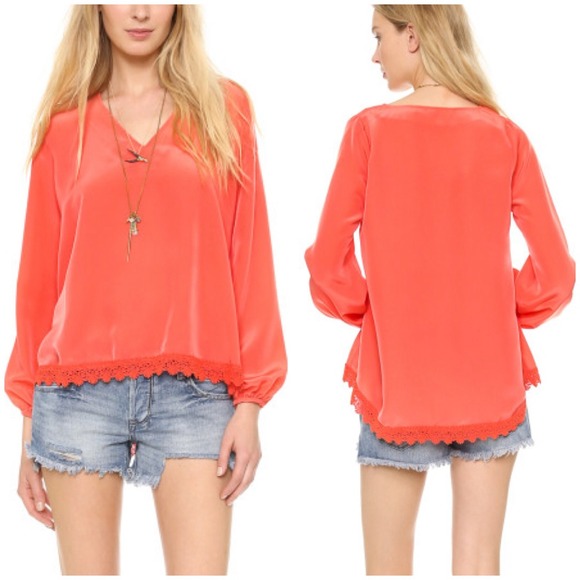Lovers + Friends Tops - Coral High-Lo Blouse