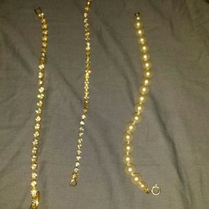 Gold/ pearl bracelets bundle