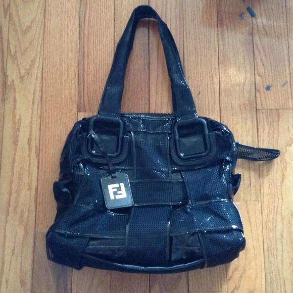 Fendi Net Crossword Grande Bag Excellent Black - Picture 3 of 4